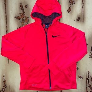 Nike Dri-Fit red zip up Hoodie Boys size L